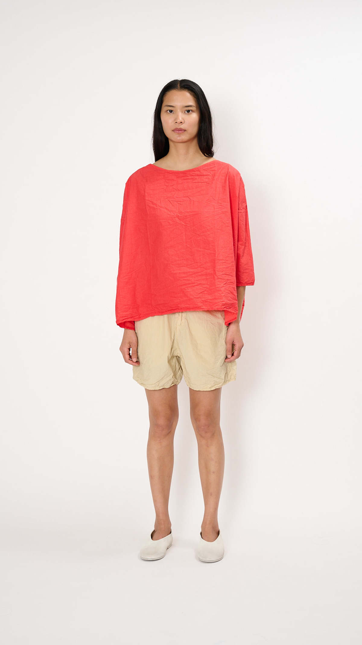 【ALBUM DI FAMIGLIＡ】PULL TUNIC　レッド　ロンT長袖 Short-Tunic-TC-in-Poppy-Red-