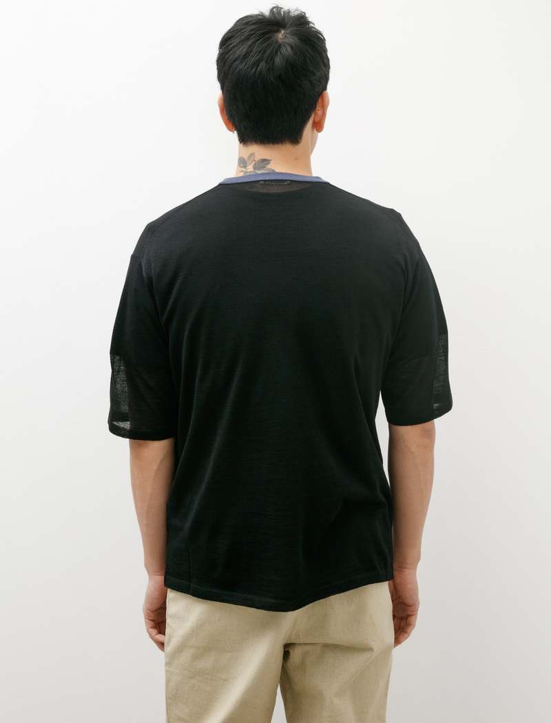 Auralee Hard Twist High Gauge Wool Silk Knit top - Black