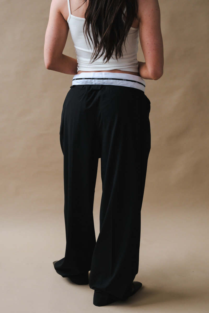 Ganni Drapey Melange Loose Mid Waist Pleat Pants | Garmentory