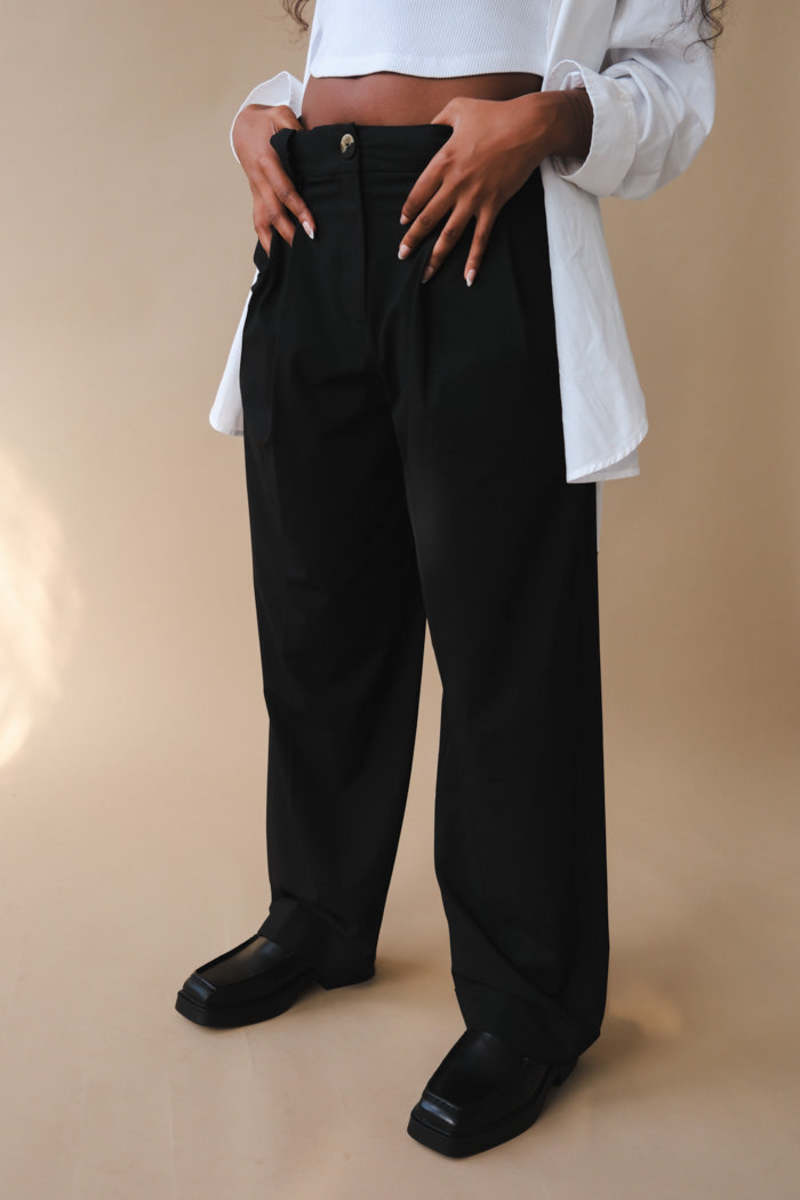 パンツ Ganni Pleated trousers Trekking Green Drapey Melange Pleat Pants | GANNI US