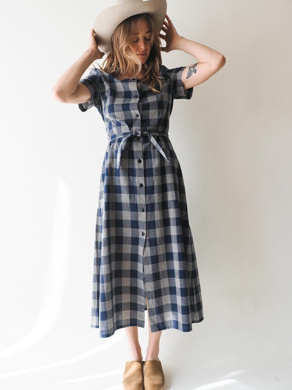 Vintage Laura Plaid Ashley Dress - Blue/Cream | Garmentory Vintage Laura Plaid Ashley Dress - Blue/Cream | Garmentory