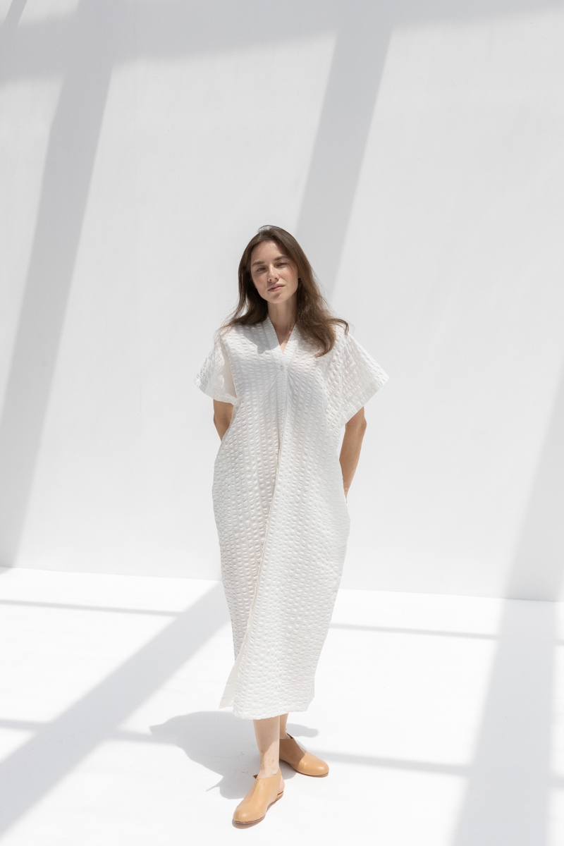 Black Crane Origami Dress - White Black Crane Origami Dress - White