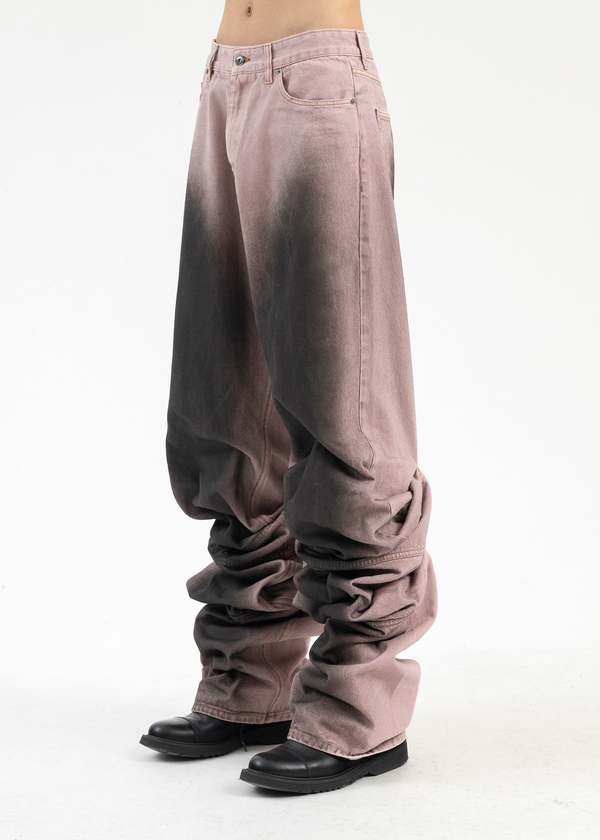 Y/project Draped Cuff Jeans - Black/Pink | Garmentory