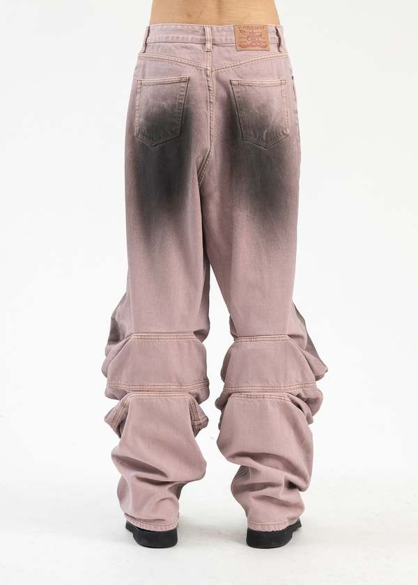 Y/project Draped Cuff Jeans - Black/Pink | Garmentory