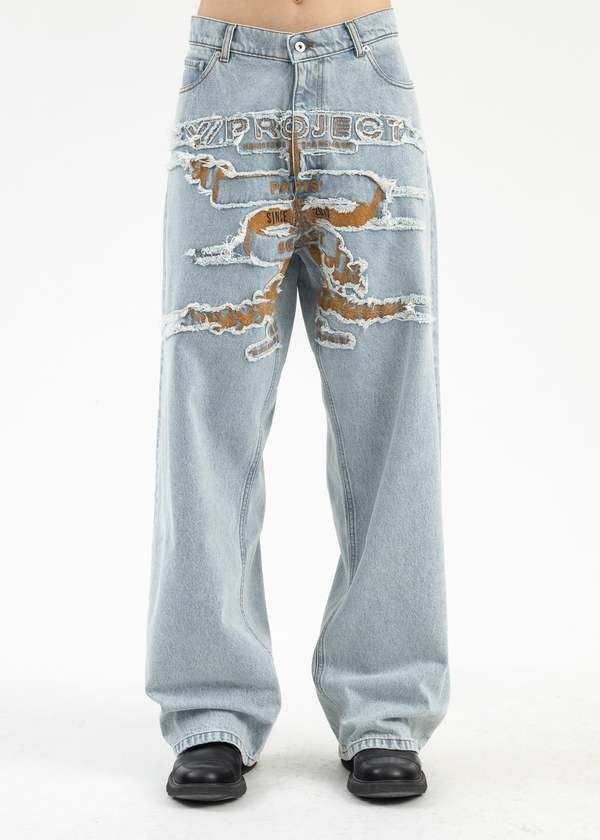 Y/project Evergreen Paris' Best Patch Jeans - Ice Blue | Garmentory