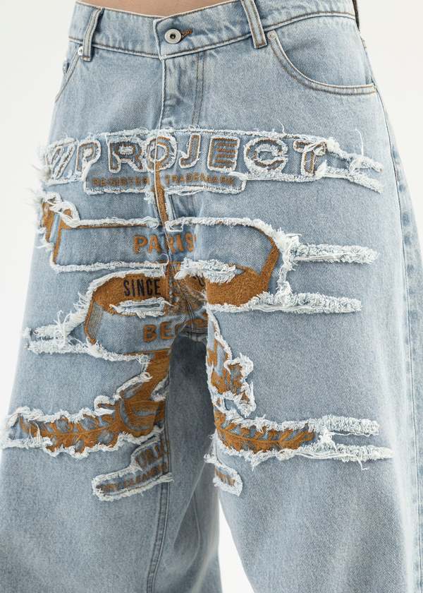 Y/project Evergreen Paris' Best Patch Jeans - Ice Blue | Garmentory