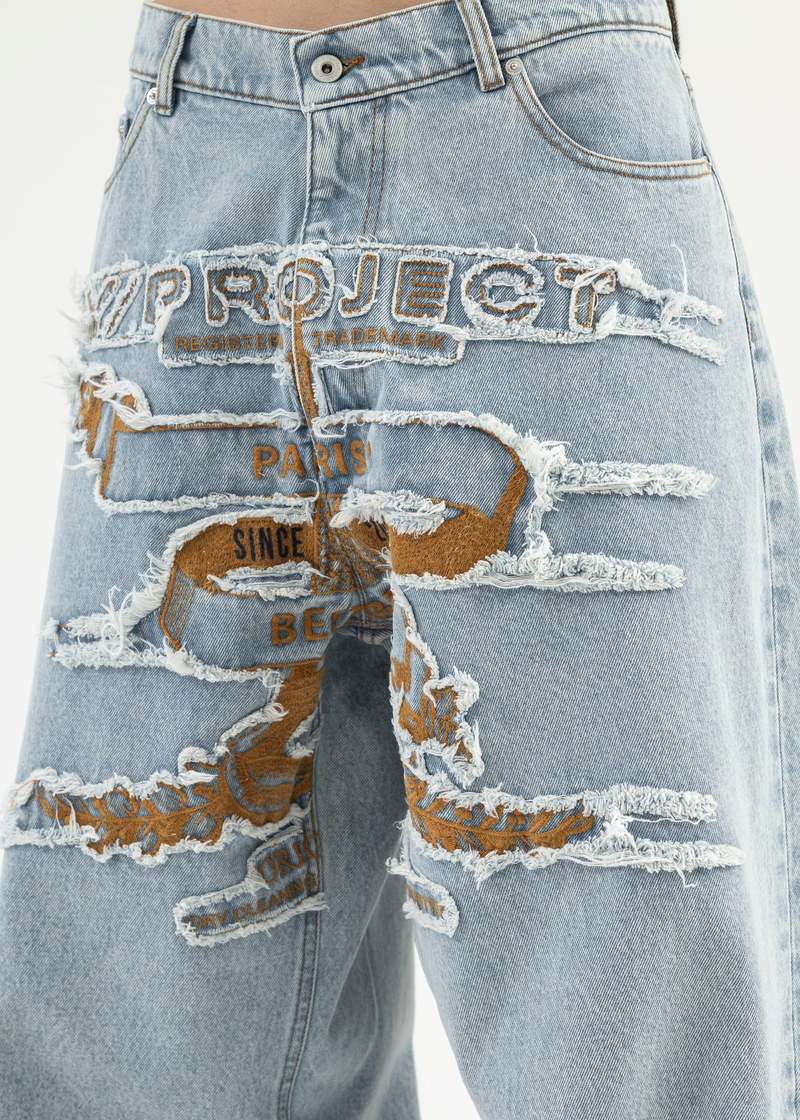 Y/project Evergreen Paris' Best Patch Jeans - Ice Blue | Garmentory
