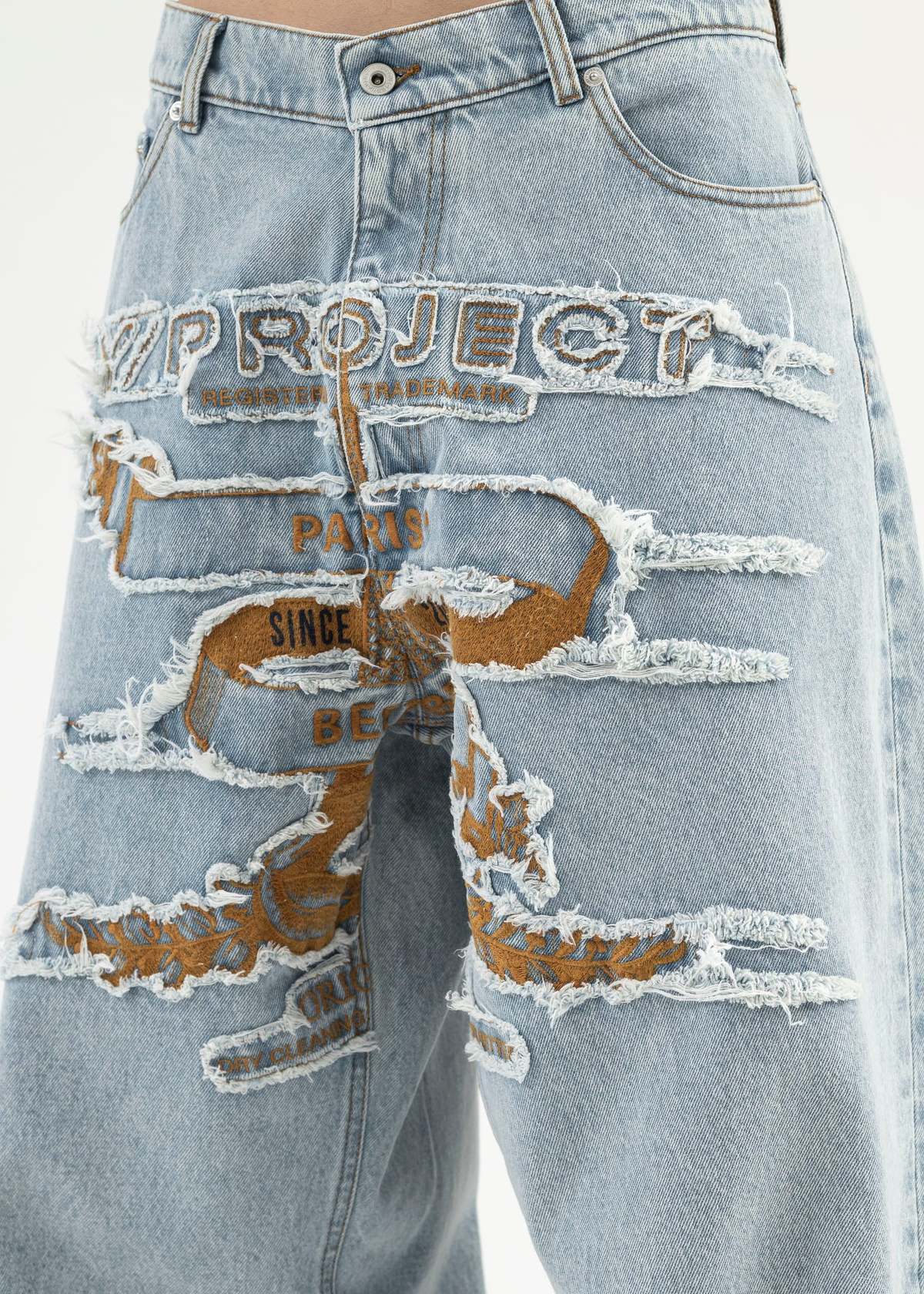 Y/project Evergreen Paris' Best Patch Jeans - Ice Blue | Garmentory