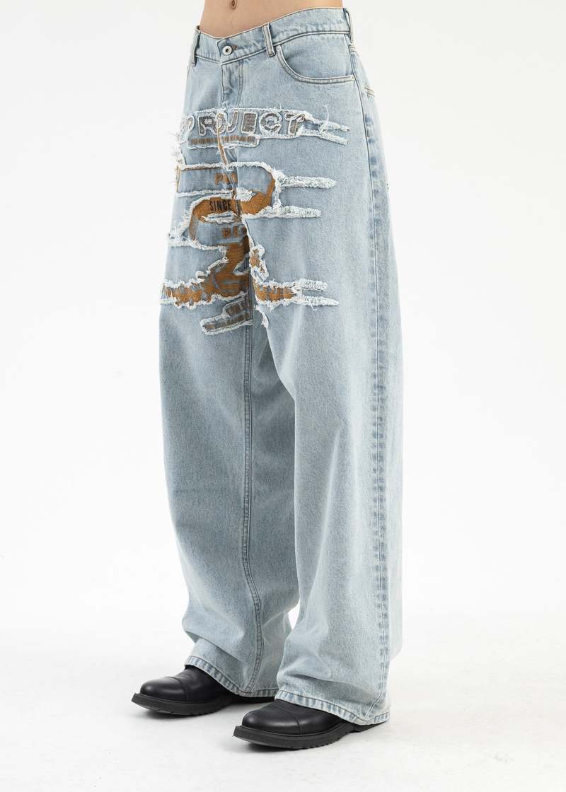 Y/project Evergreen Paris' Best Patch Jeans - Ice Blue | Garmentory