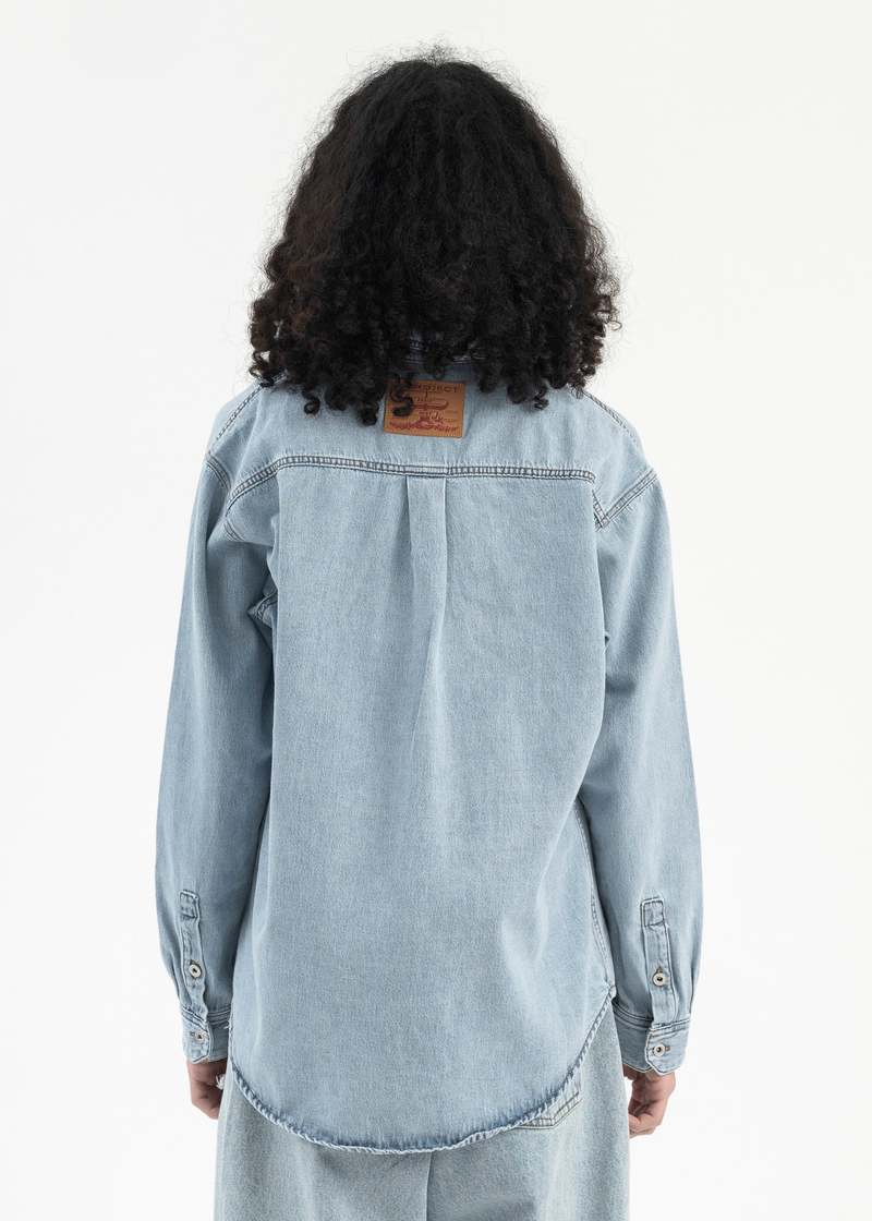 Y/project Hook And Eye Denim Shirt - Ice Blue | Garmentory