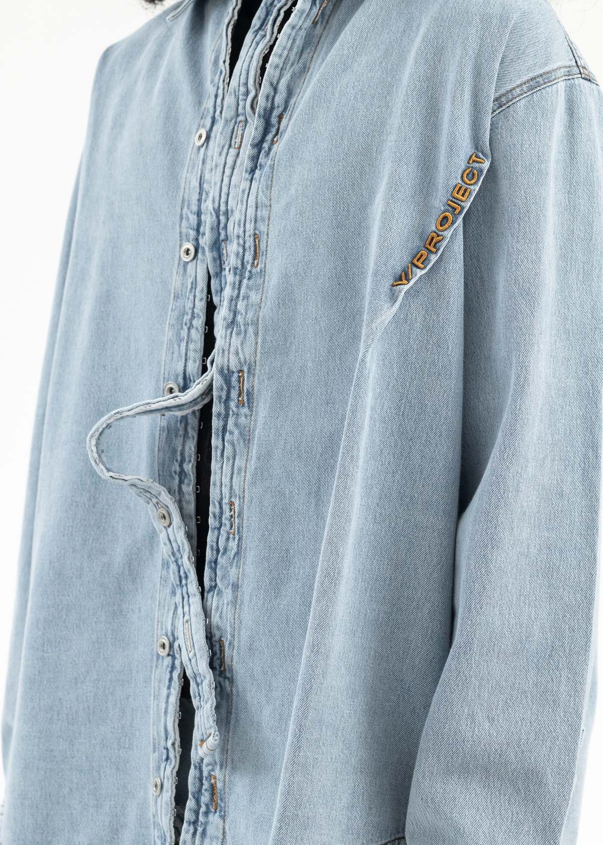 Y/project Hook And Eye Denim Shirt - Ice Blue | Garmentory