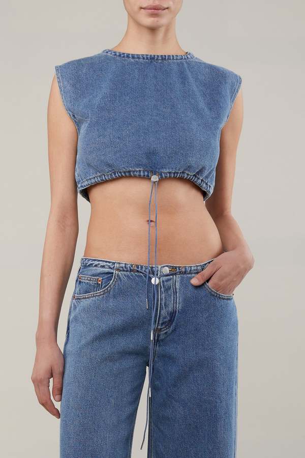 Still Here New York COOL CROP TOP - CLASSIC BLUE | Garmentory