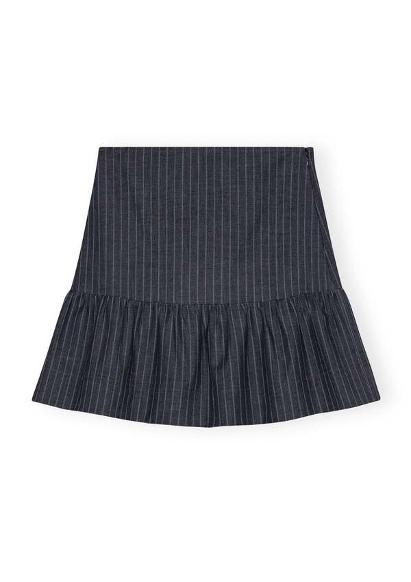 スカート GANNI Stretch Striped Flounce Mini Skirt Ganni Stretch Stripe Flounce Mini Skirt - Gray Pinstripe | Garmentory