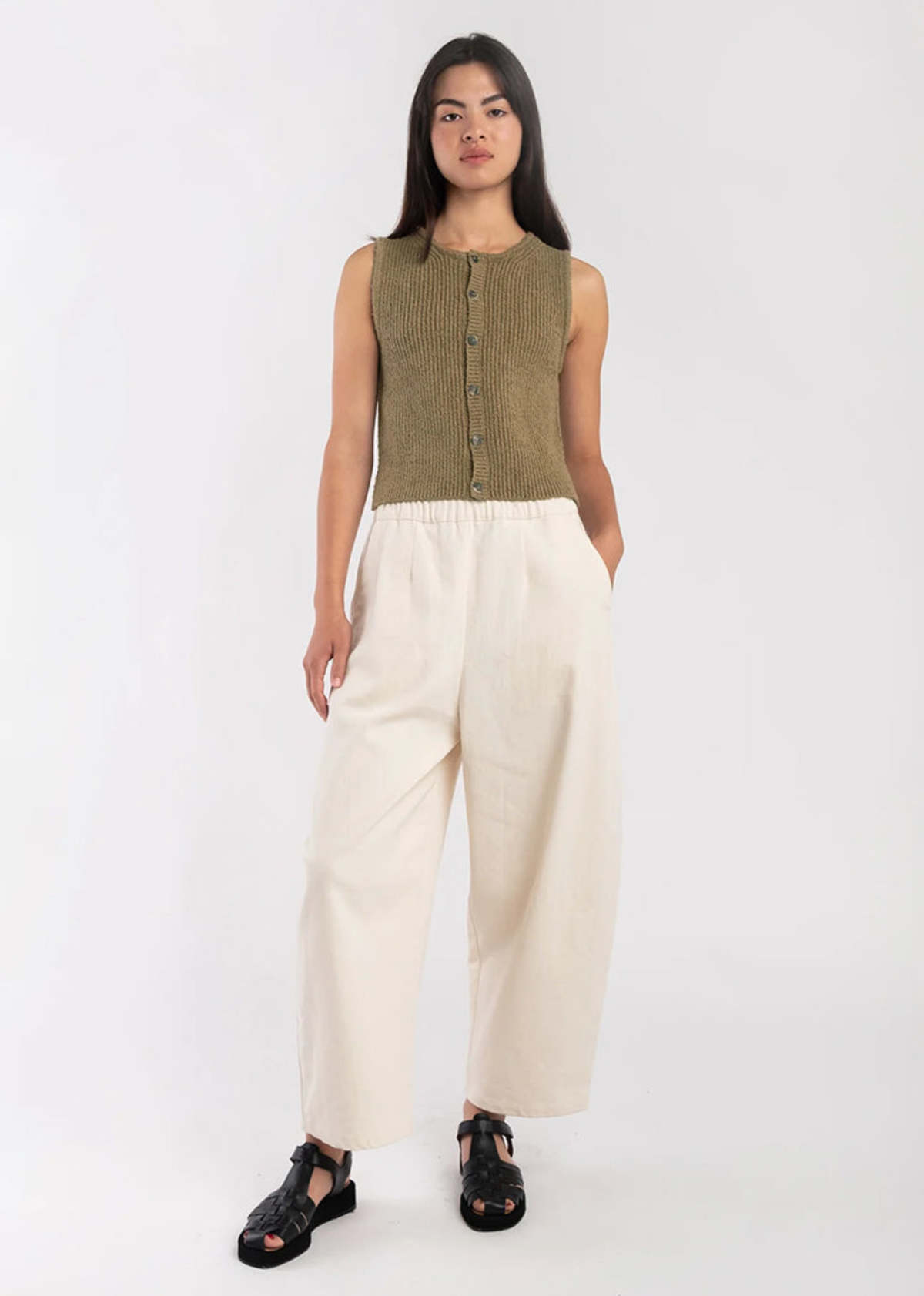 Micaela Greg Boucle Rib Vest - Ivy - Image 5 of 6