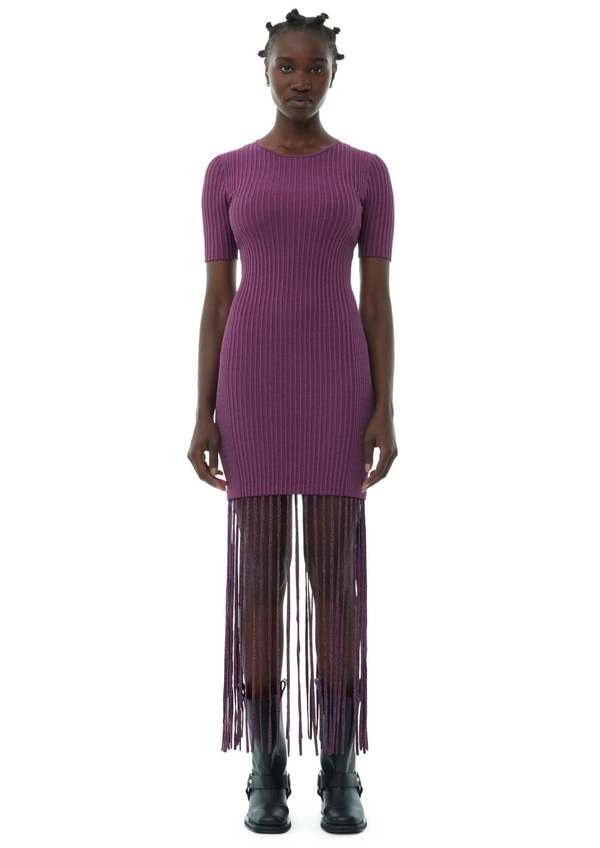 【関税＆送料込み】Ganni 'Melange Rib Knit Mini' Dress GANNI Melange Rib-Knit Halter Mini Dress | Upper Canada Mall