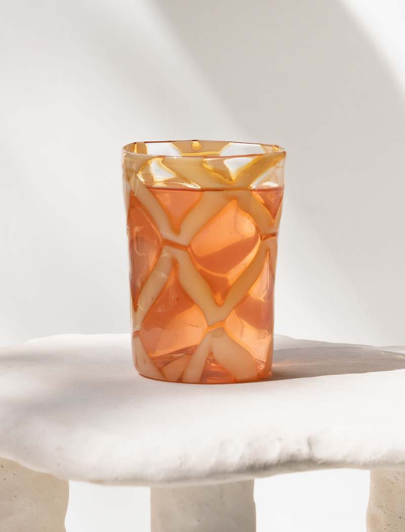 CristaSeya Murano Glass Cup - Yellow Losange