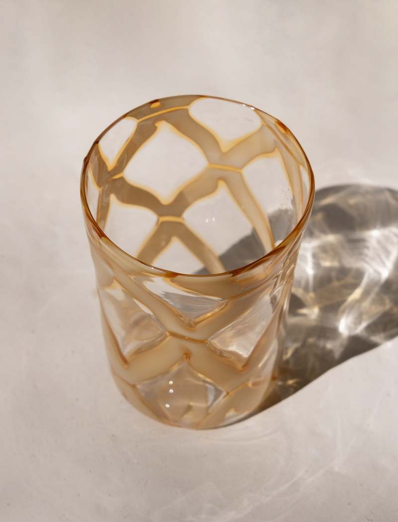 CristaSeya Murano Glass Cup - Yellow Losange