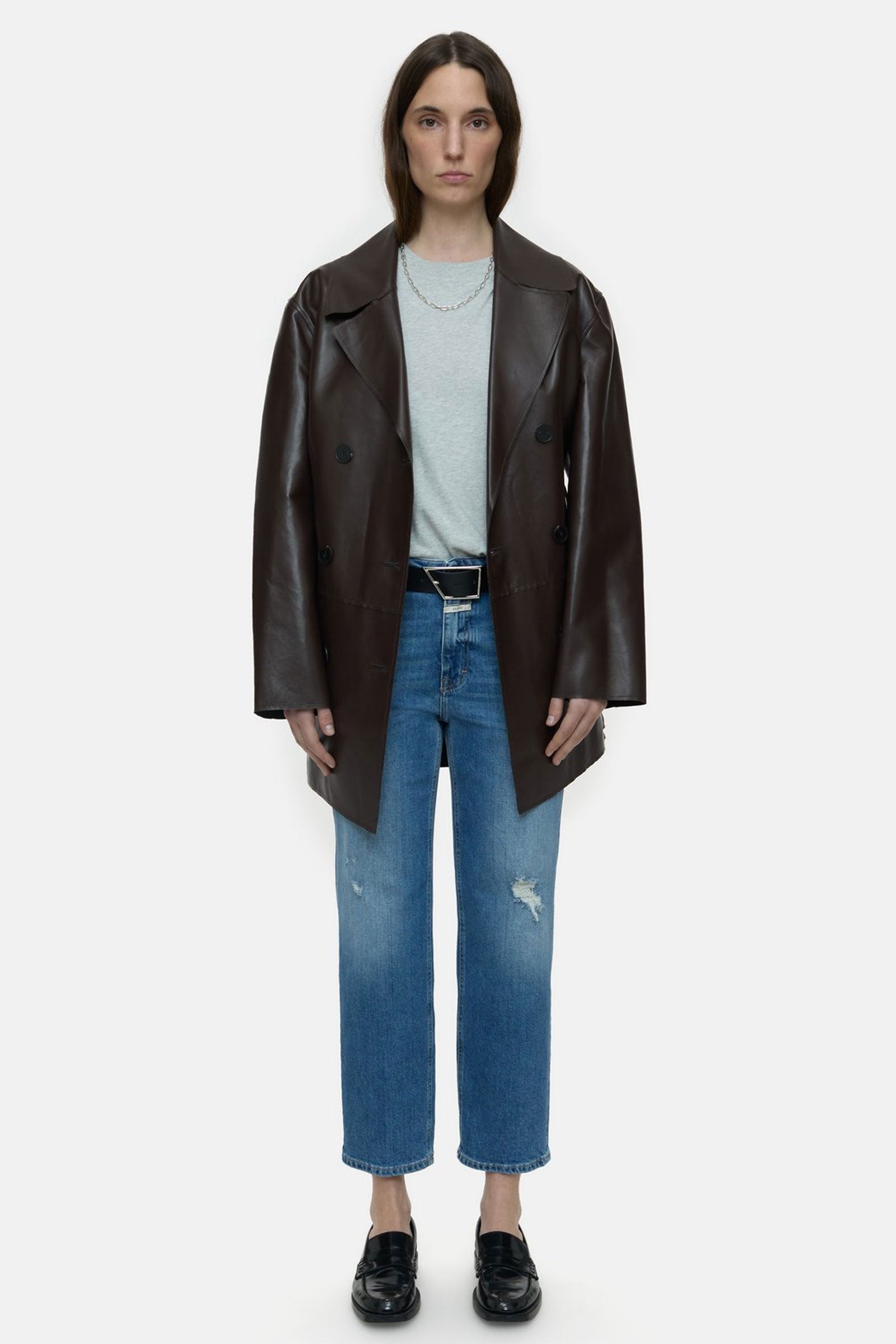 デニム・ジーパン CLOSED Milo jeans with cropped leg Blu Closed Milo Jean in Distressed Mid Blue
