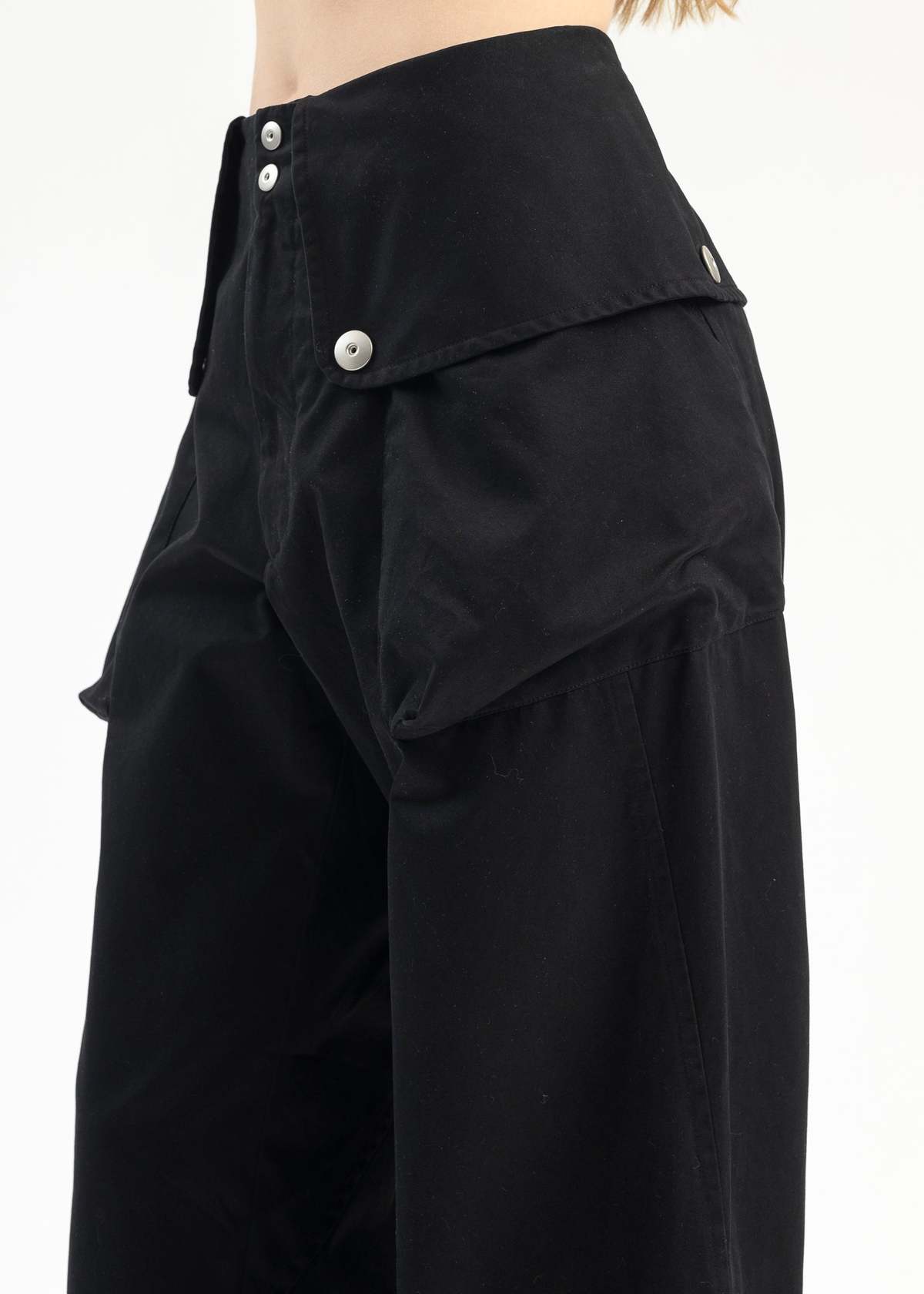 Omar Afridi CARBON PURE DYED COTTON FLAP TROUSERS - Black | Garmentory