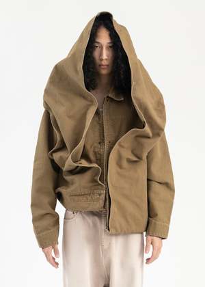 Y/project SNAP OFF PANEL HOOD CARGO JACKET - Beige | Garmentory