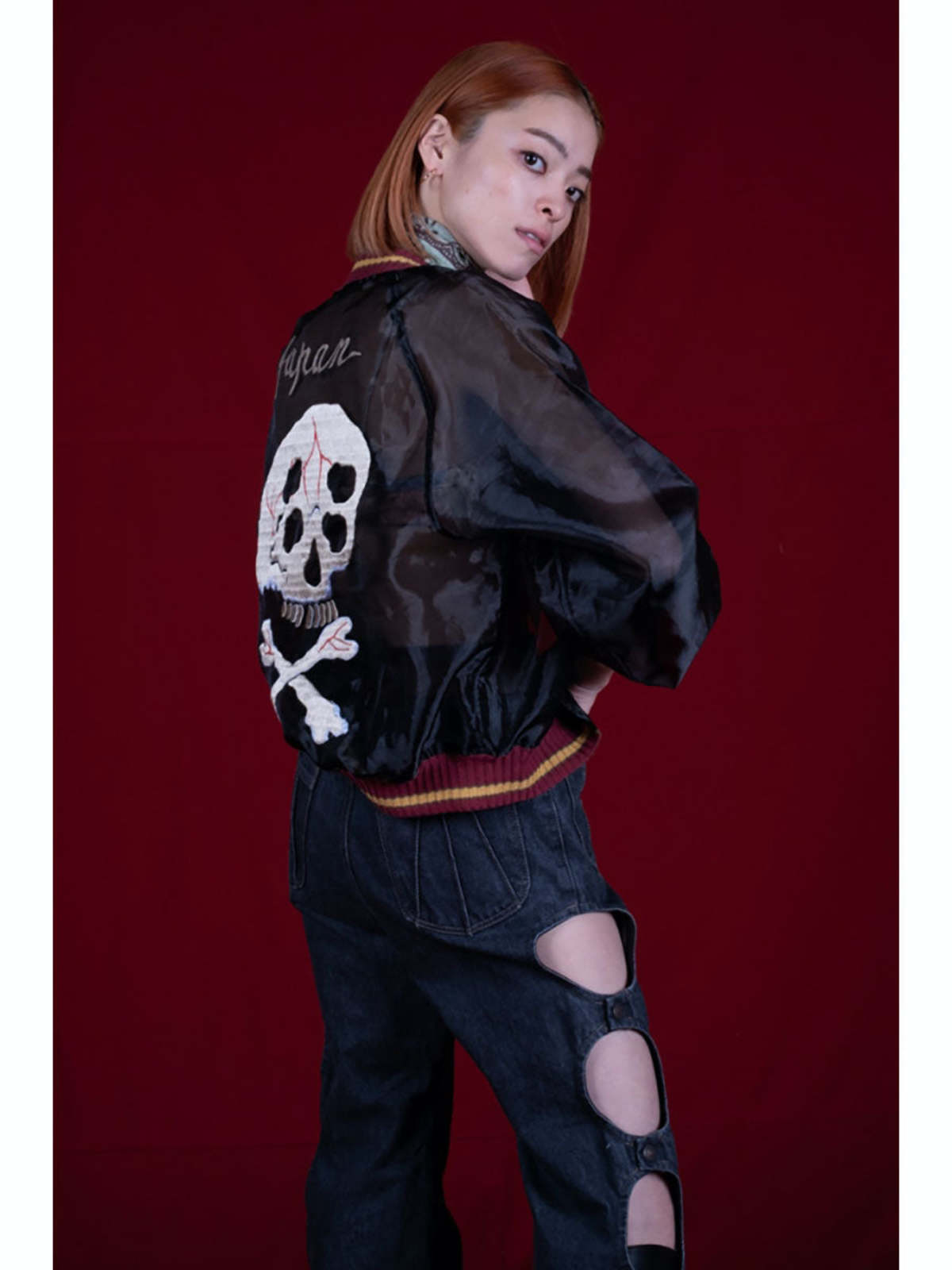 Kapital Sheer Pearl Souvenir Jacket - Rain Skull/Black | Garmentory