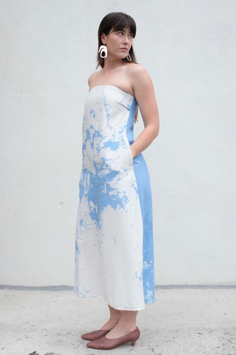 Caron Callahan Mercedes Dress - Blue Tumble Dye