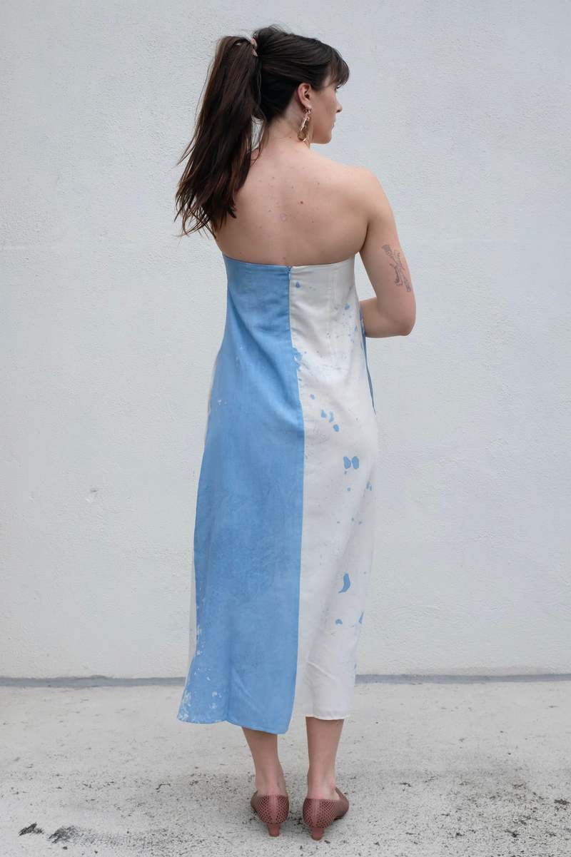 Caron Callahan Mercedes Dress - Blue Tumble Dye