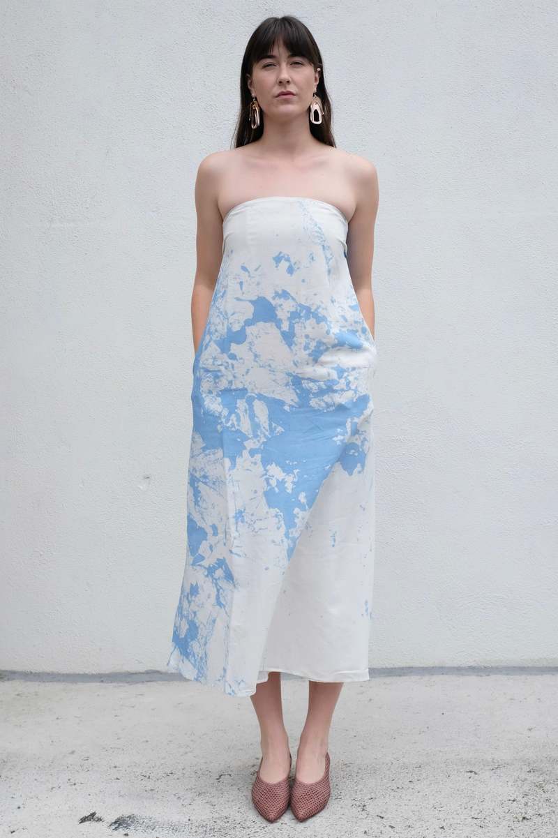 Caron Callahan Mercedes Dress - Blue Tumble Dye
