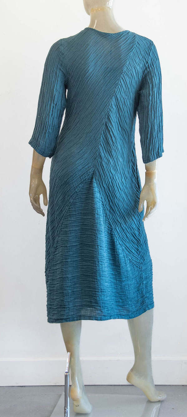 Grizas Linen Silk Crinkle Dress Blue Garmentory