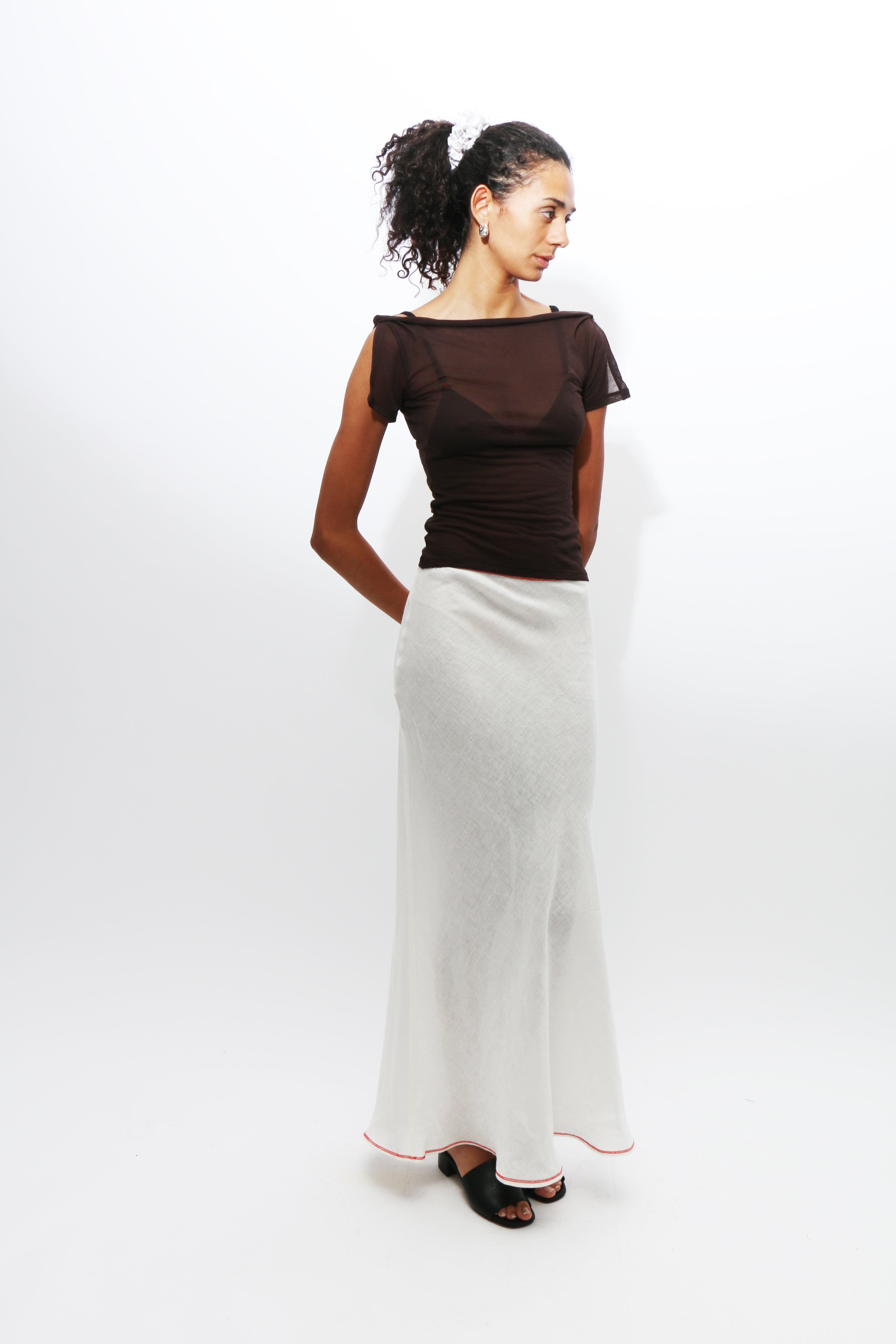 Baserange Undyed Dydine Fitted Skirt - White | Garmentory
