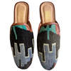 Women's Turkish Kilim Mule Blue & Black - Thumbnail 1