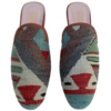 Women's Turkish Kilim Mules | Grey with Pattern - Thumbnail 1