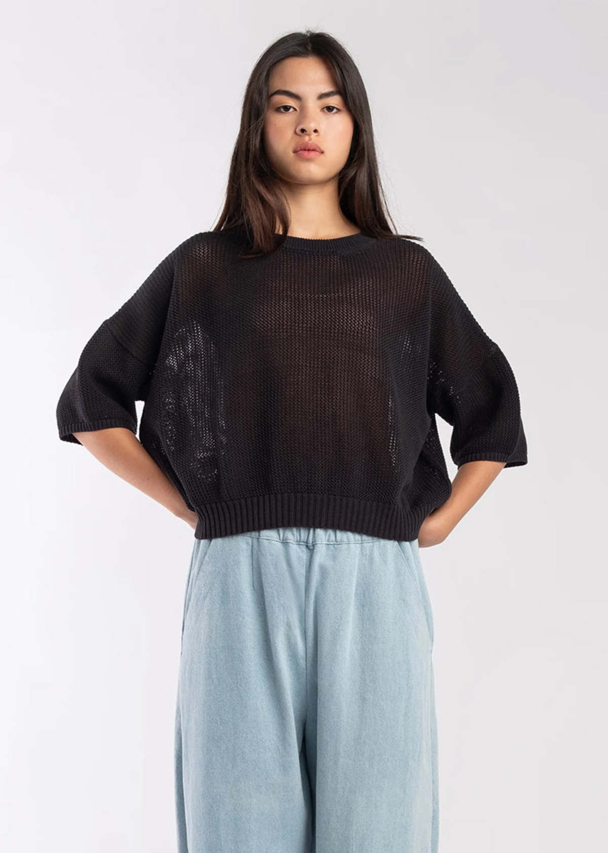 Micaela Greg Mesh Tee - Faded Black - Image 2 of 6