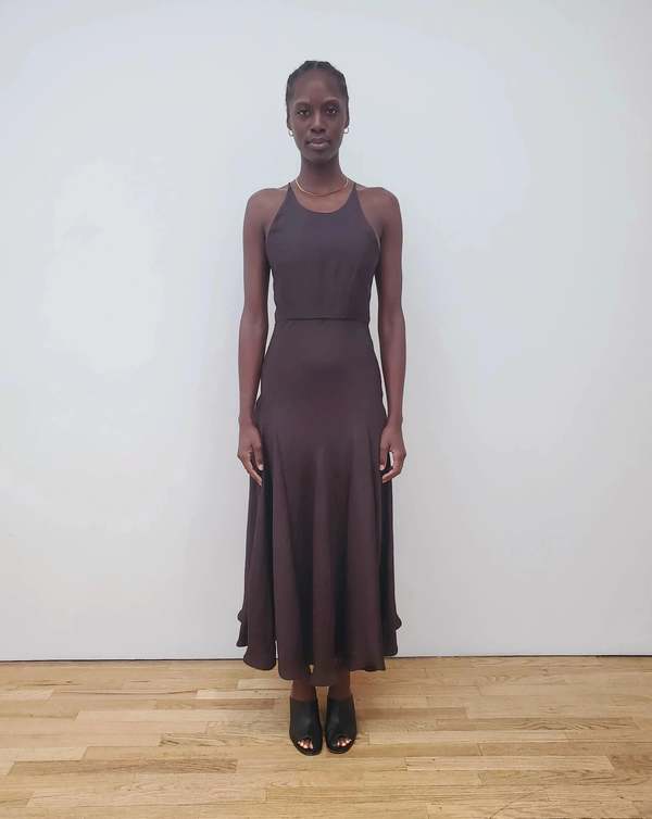 Nomia Maxi Cross Back Dress - Raisin | Garmentory