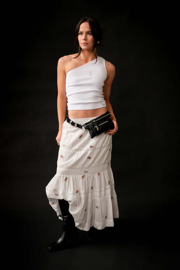 DAMSON MADDER EDEN LACE MIDI SKIRT - BLUE ROSE EMBROIDERY | Garmentory
