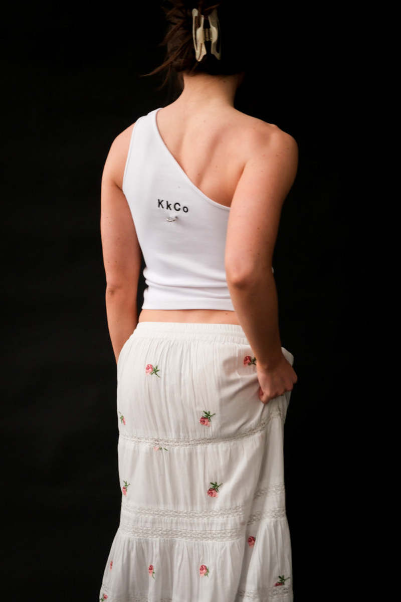 DAMSON MADDER EDEN LACE MIDI SKIRT - BLUE ROSE EMBROIDERY
