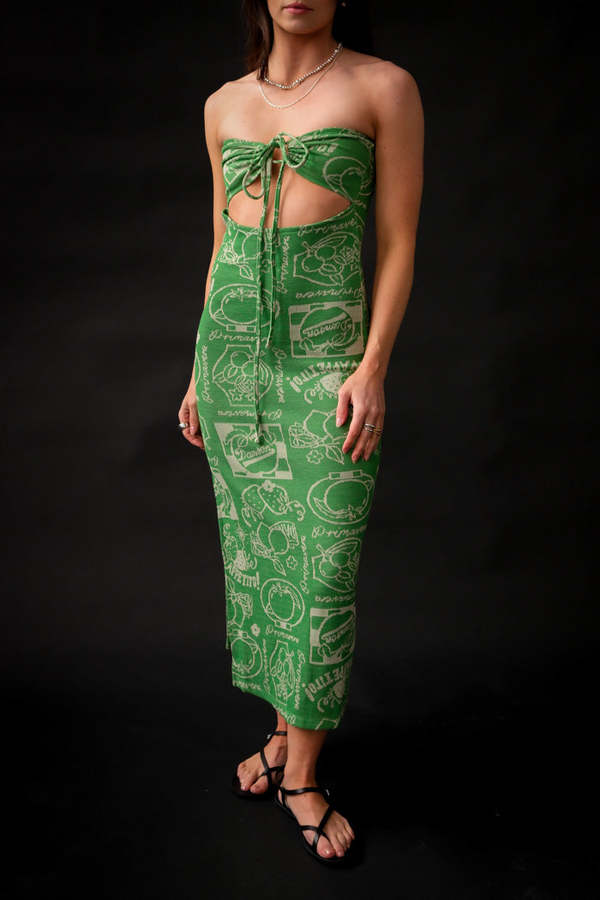 DAMSON MADDER FRUIT LABEL JACQUARD DRESS - Green | Garmentory