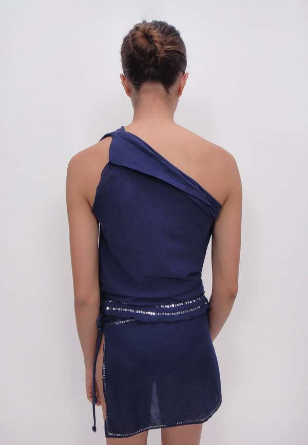 Gimaguas Costa One Shoulder Top - Navy | Garmentory