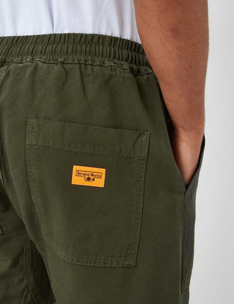 Service Works Canvas Chef Shorts Olive Green Garmentory