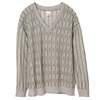 VEB Thüringer Obertrikotagen (Germany) Interlock Cotton Knit Garter Block V Neck Jumper Beige : L - Thumbnail 1