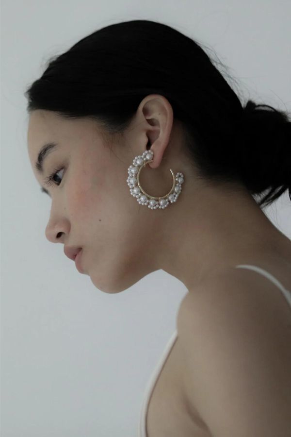 A. B. Ellie Small Devin Hoops - Gold