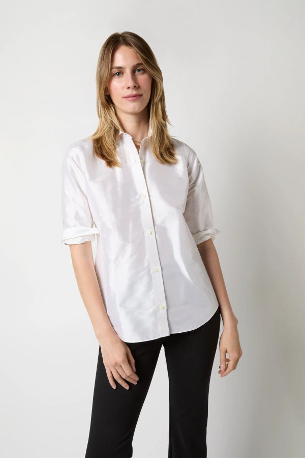 Ann Mashburn Elsie Silk Shantung Shirt - Ivory