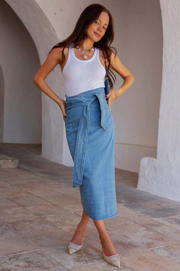 never fully dressed denim wrap skirt NEVER FULLY DRESSED
