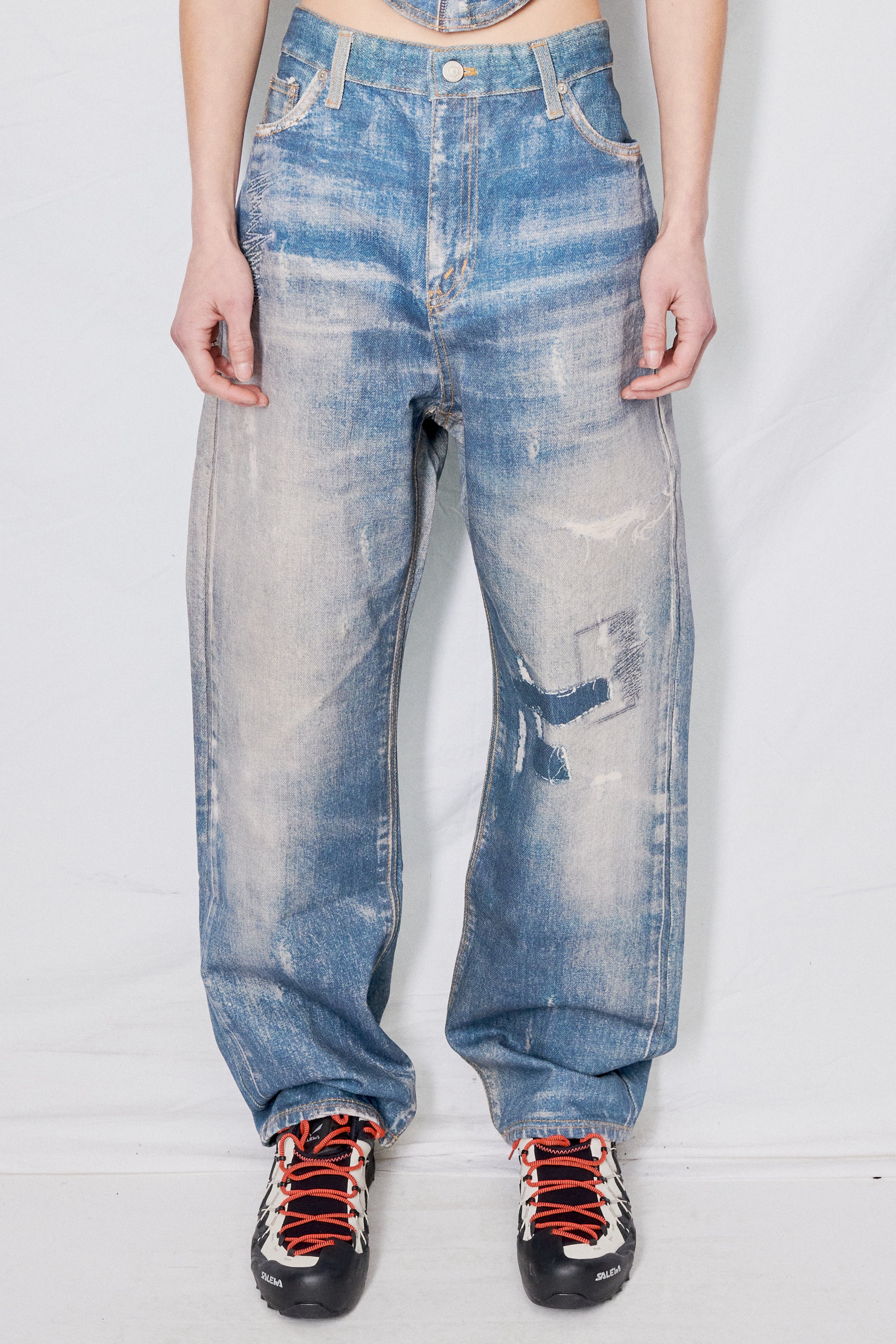 【OPEN YY】JEAN EFFECT PANTS, DENIM BLUE OPEN YY