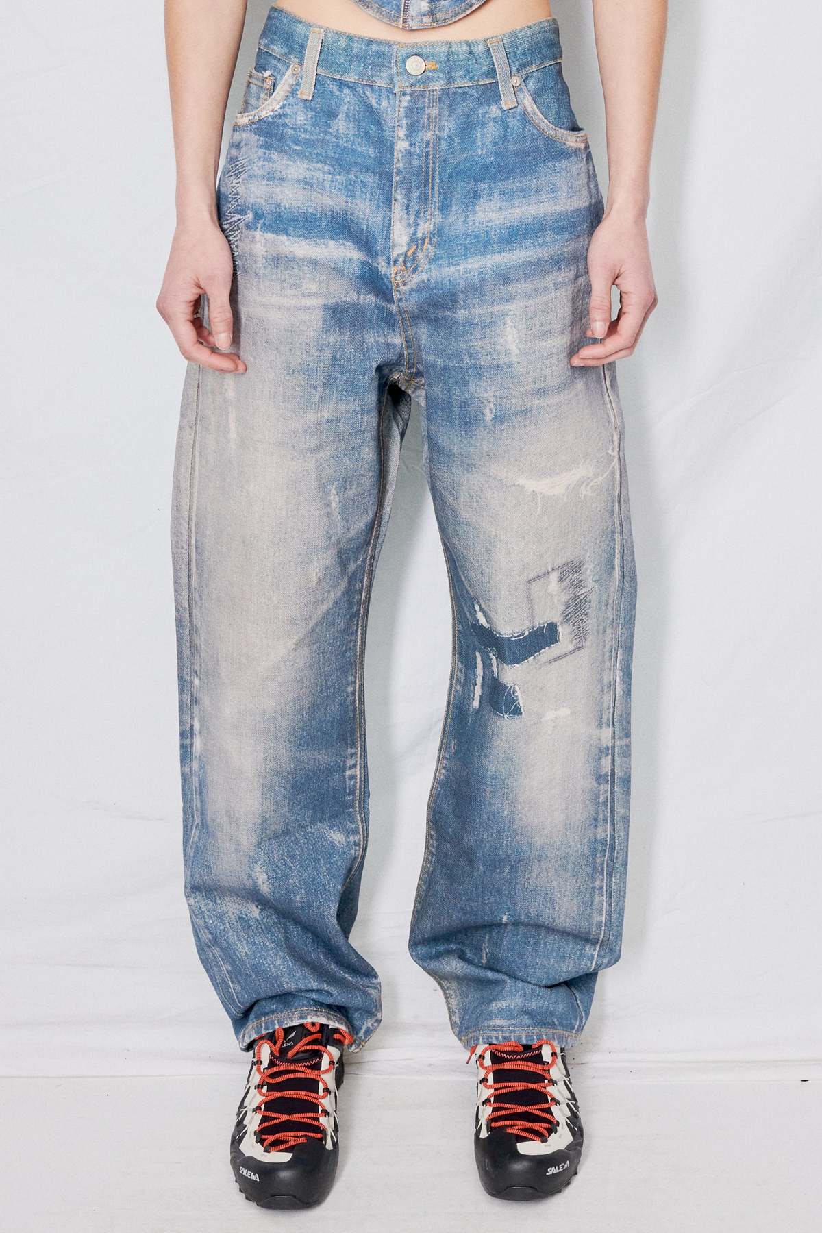 【OPEN YY】JEAN EFFECT PANTS, DENIM BLUE Denim-Blue-Jean-Effect-Pants-