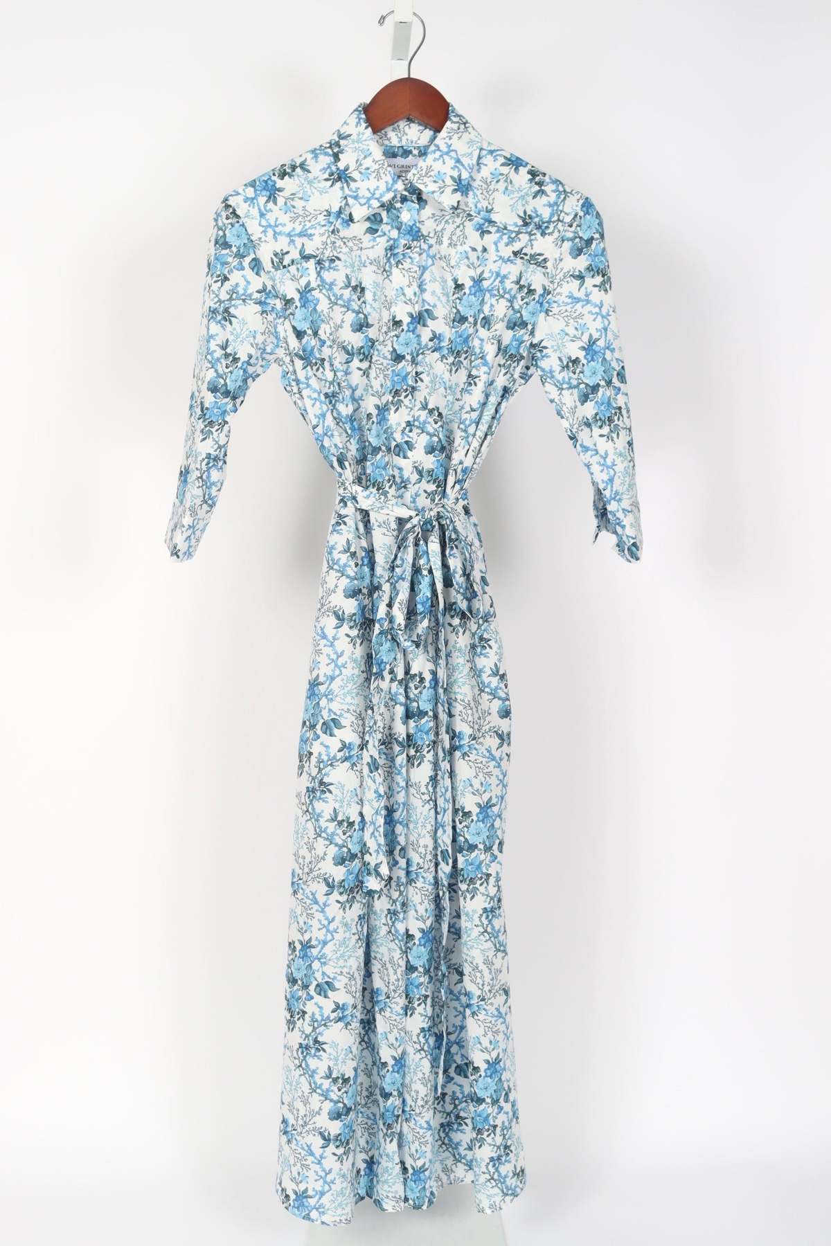 chinese dress ladies Evi Grintela Valerie Shirt Dress in Blue and White Sea Shell Print