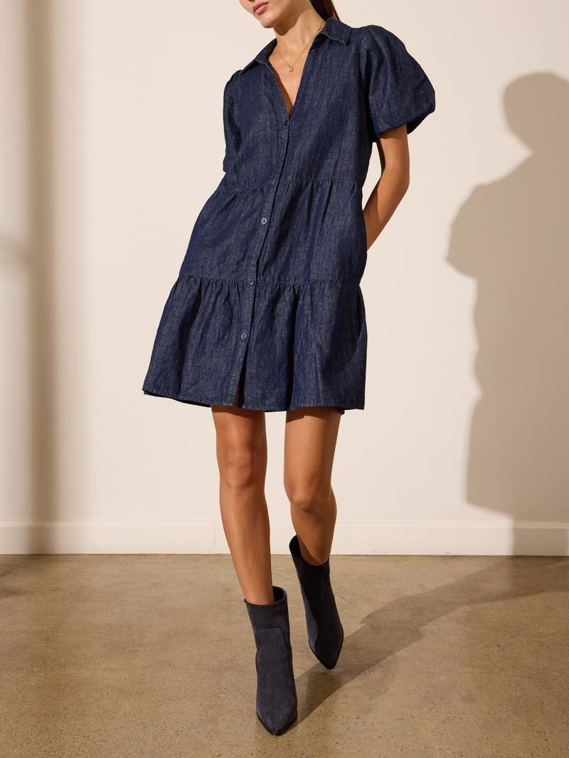 knee length dresses for ladies Brochu Walker Havana Mini Dress Washed Slate Large main image 0