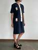 Celine Silk Shirtdress - Navy - Thumbnail 5