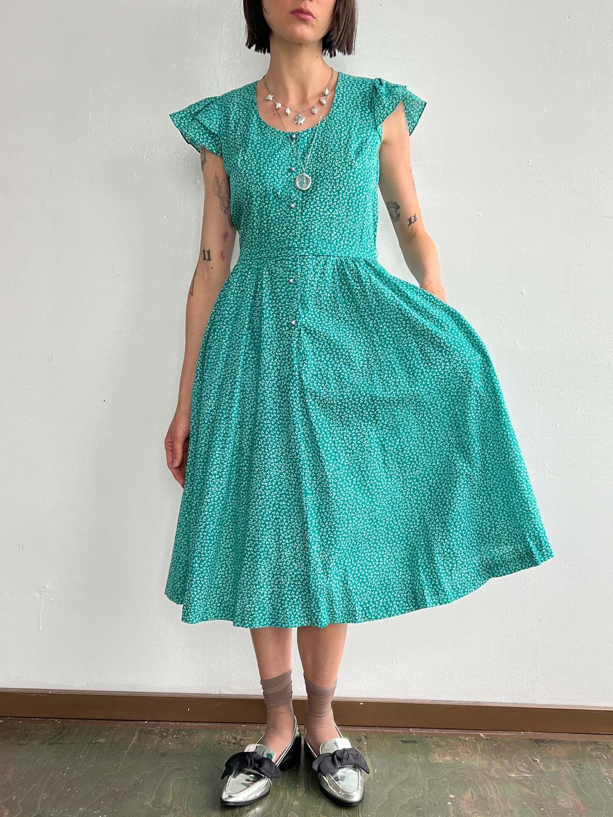 white christmas dresses River Goddess 100% Cotton Maxi Dress Neera Emerald – natureswear main image 1