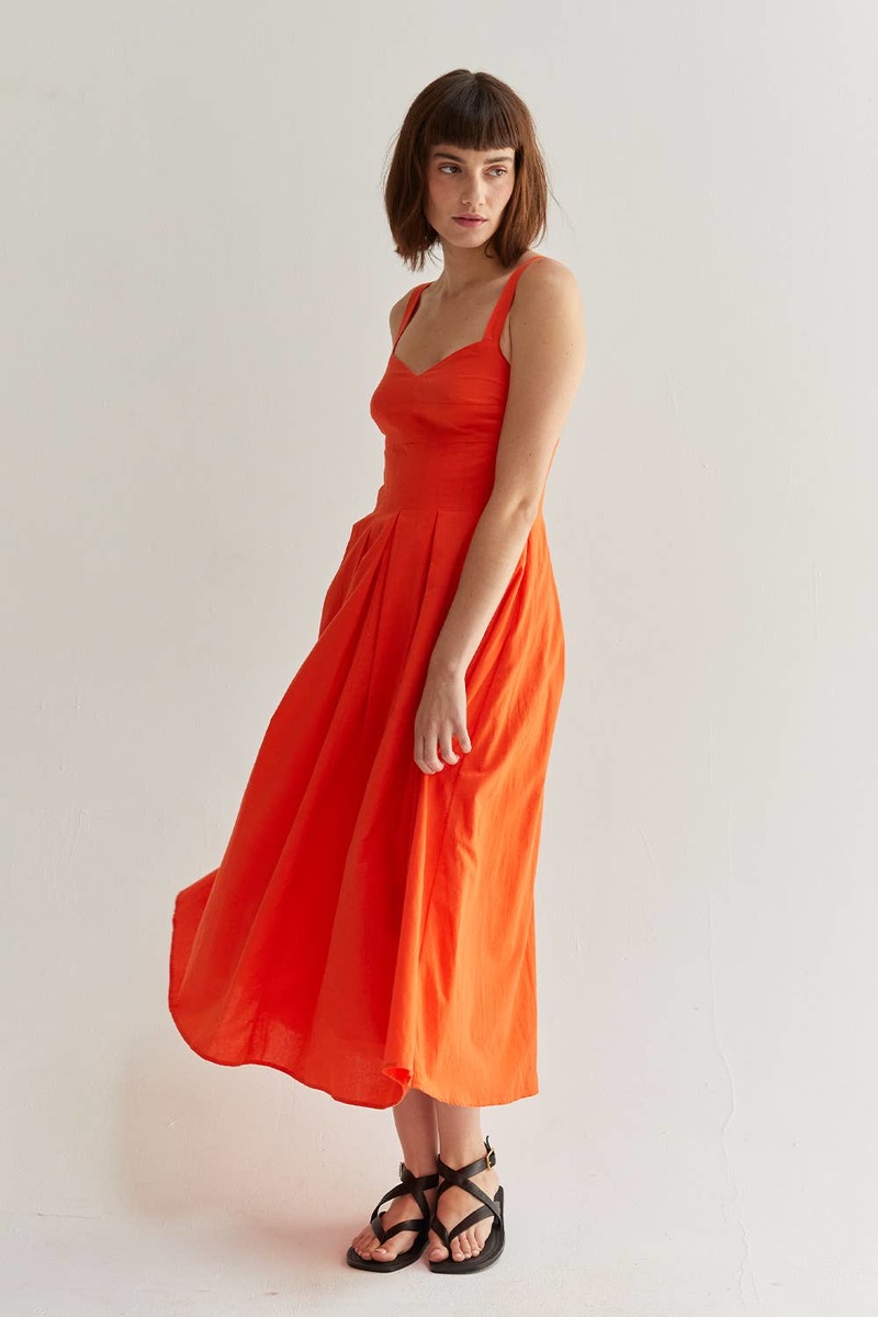 Crescent Valerie Bustier Fit And Flare Dress - Poppy | Garmentory Crescent Valerie Bustier Fit And Flare Dress - Poppy | Garmentory